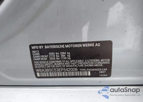 2014 BMW 328I xDrive из США, поврежденный, VIN WBA3B5C53EP542006